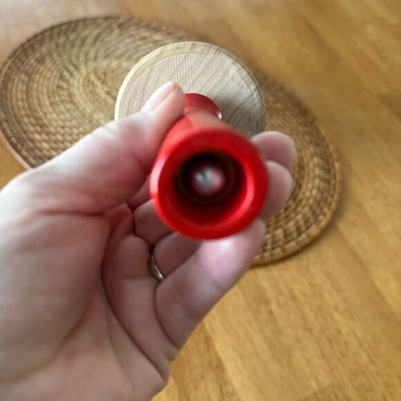 Lefse Wood Rolling Pin Grooved Corrugated Red Handle for Scandinavian Flatbread - Picture 12 of 12